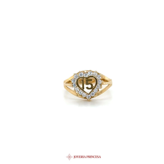 14K Gold Quinceanera Ring with Zirconia Stones (UN-1757)