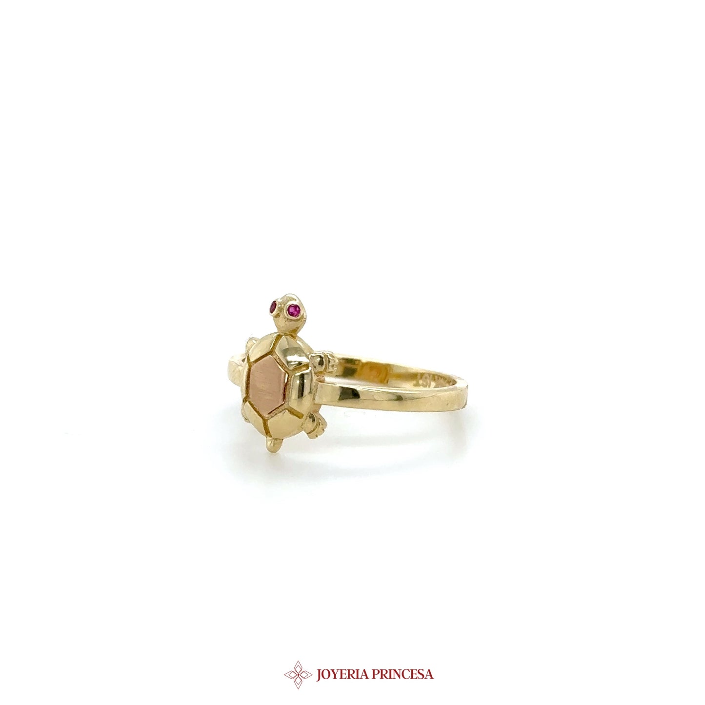 14K Gold Turtle Ring with Pink Zirconia