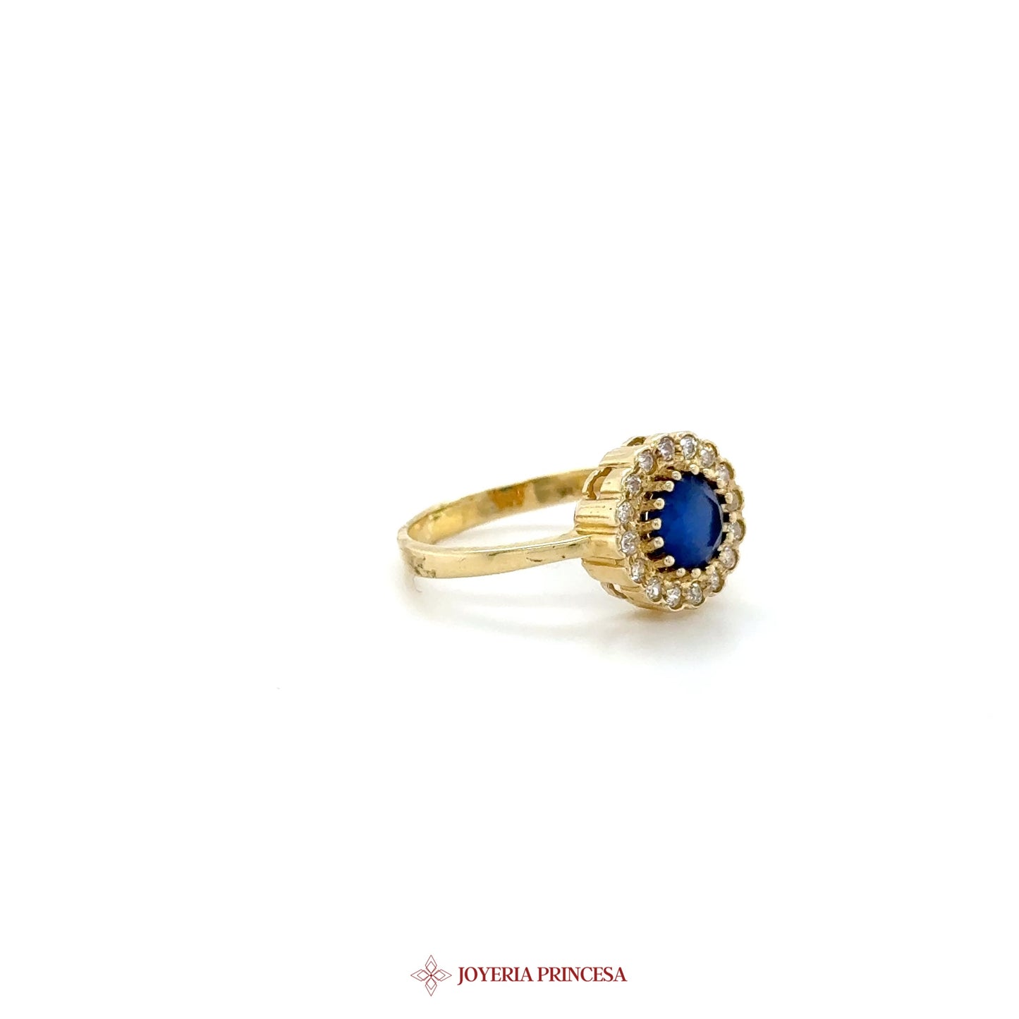 14K Gold Blue Zirconia Halo Ring