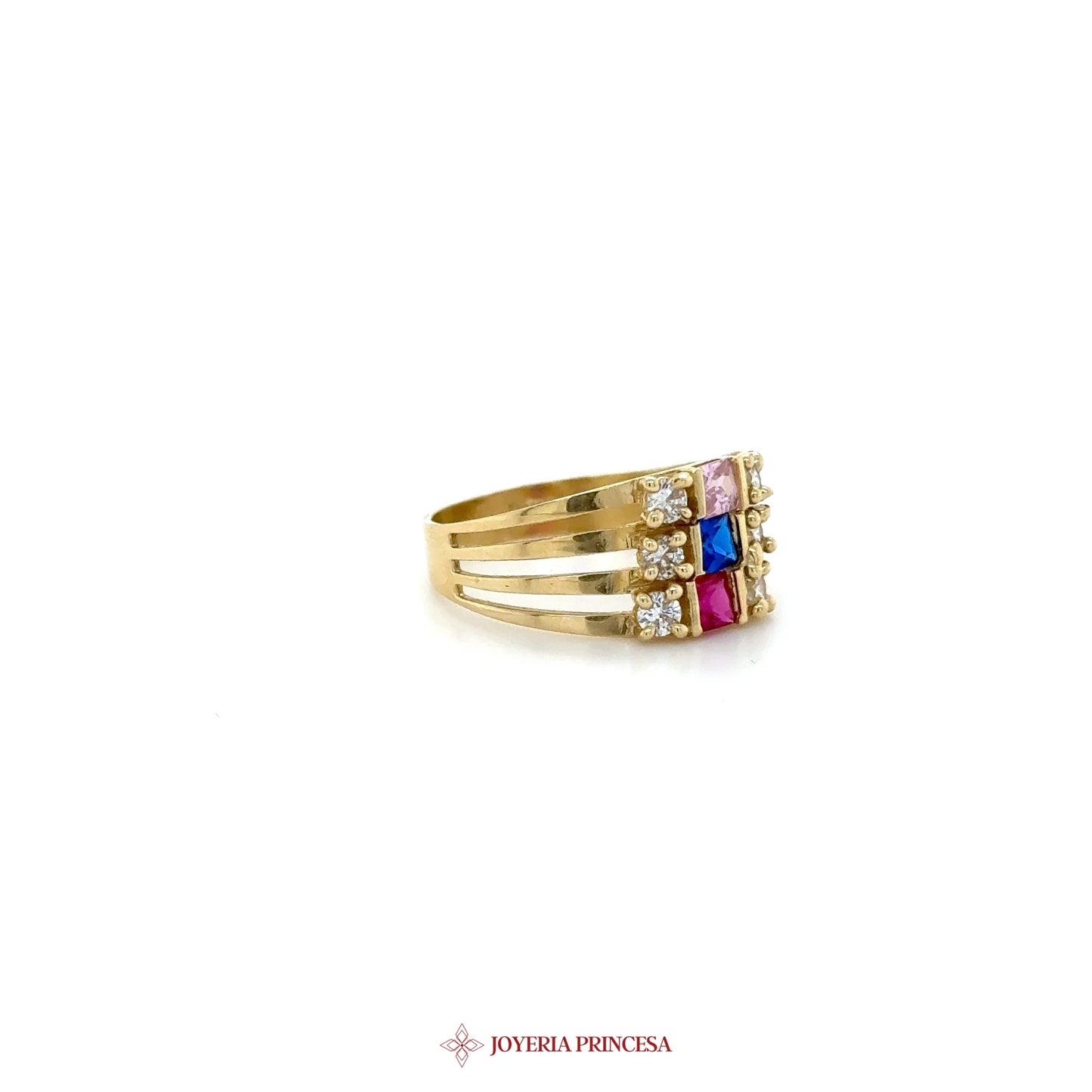 14K Gold Ring with Colorful Zirconia Stones (UN-1803)