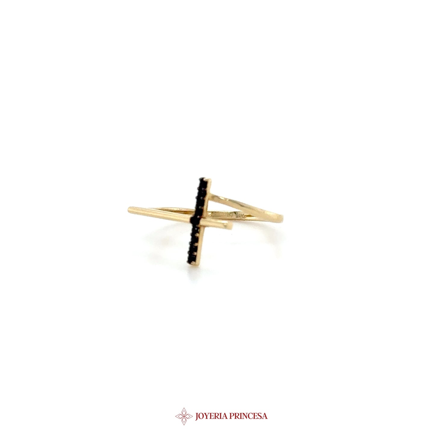 14K Gold Black Zirconia Cross Ring