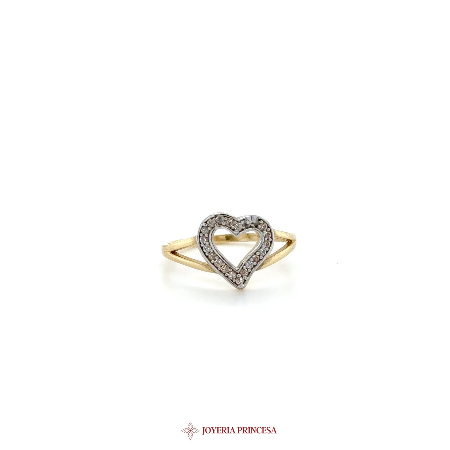 14K Gold Heart-Shaped Ring with Zirconias