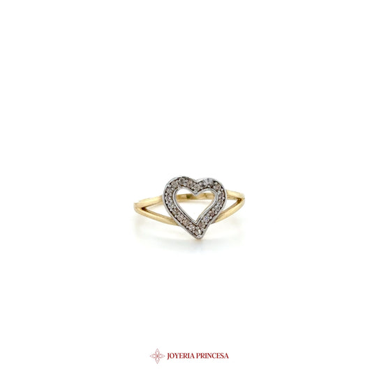 14K Gold Heart-Shaped Ring with Zirconias