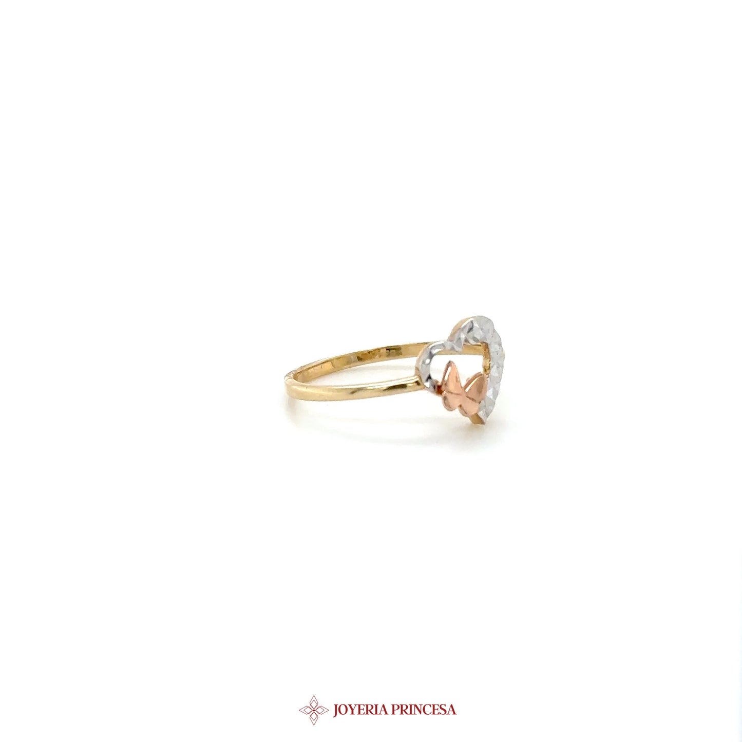 14K Heart-Shaped Two-Tone Ring with Zirconia