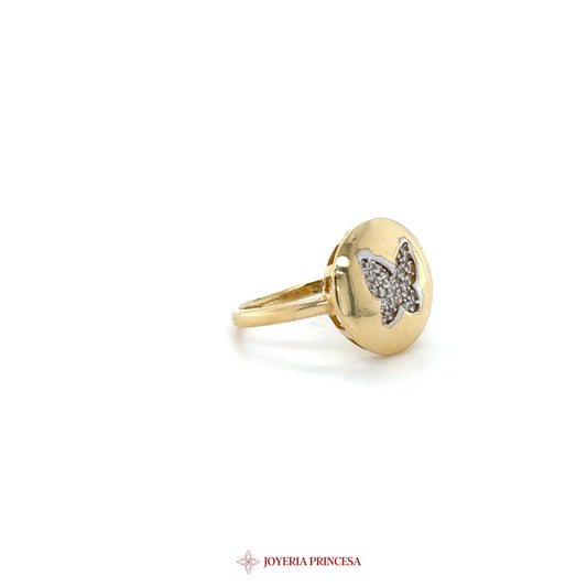 14K Gold Butterfly Stud Earrings with Zirconias