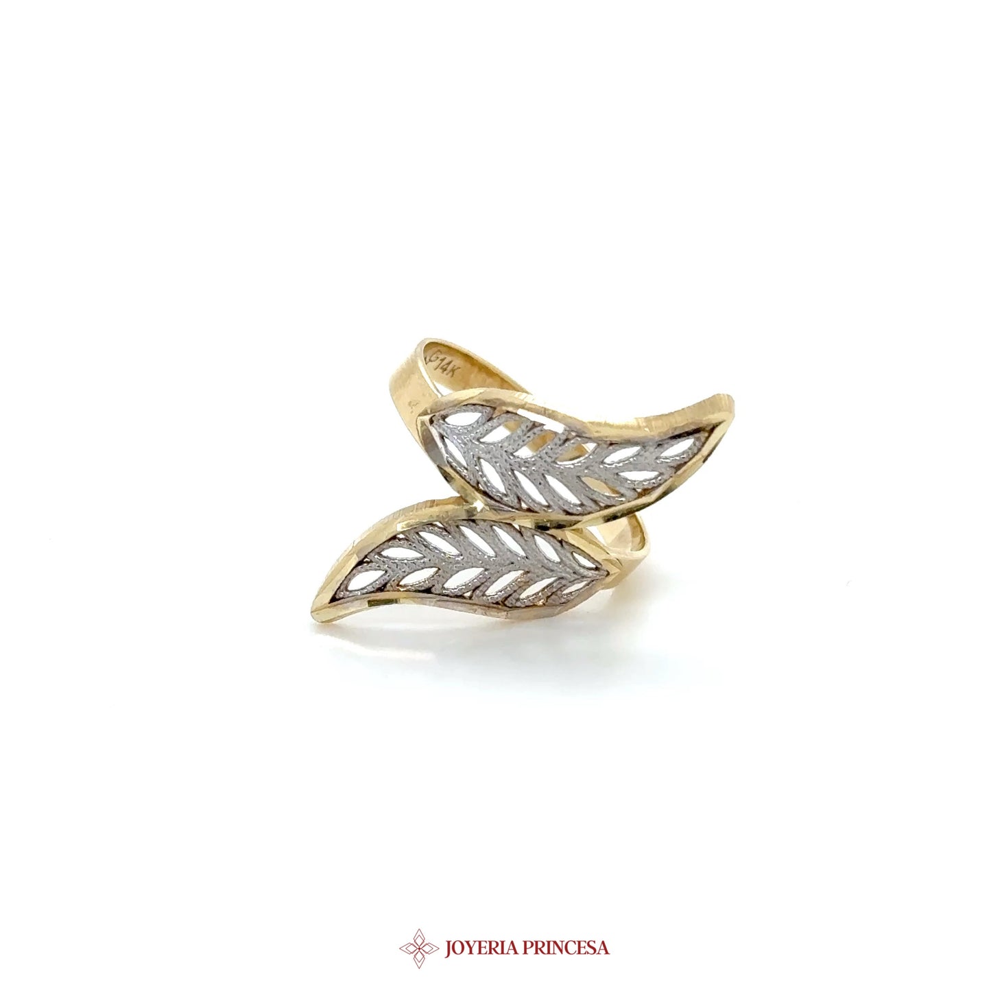 14K Gold Leaf Motif Adjustable Ring