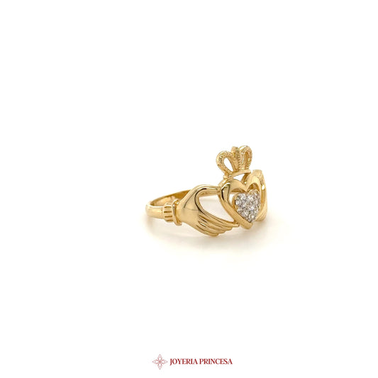 14K Gold Heart Crown Quinceanera Ring with Zirconias