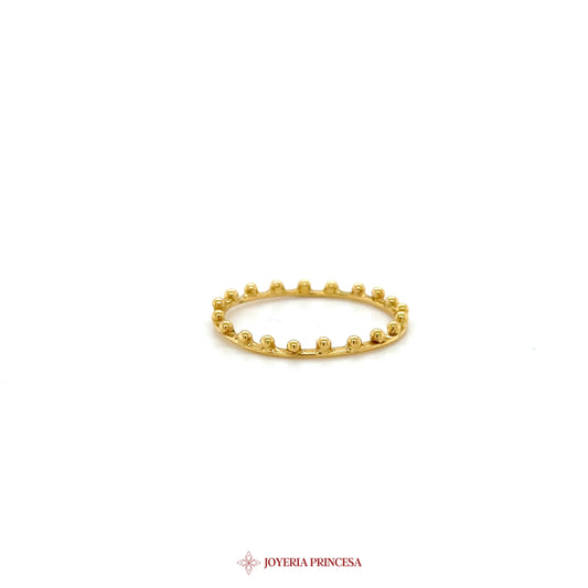14K Gold Beaded Stacking Ring