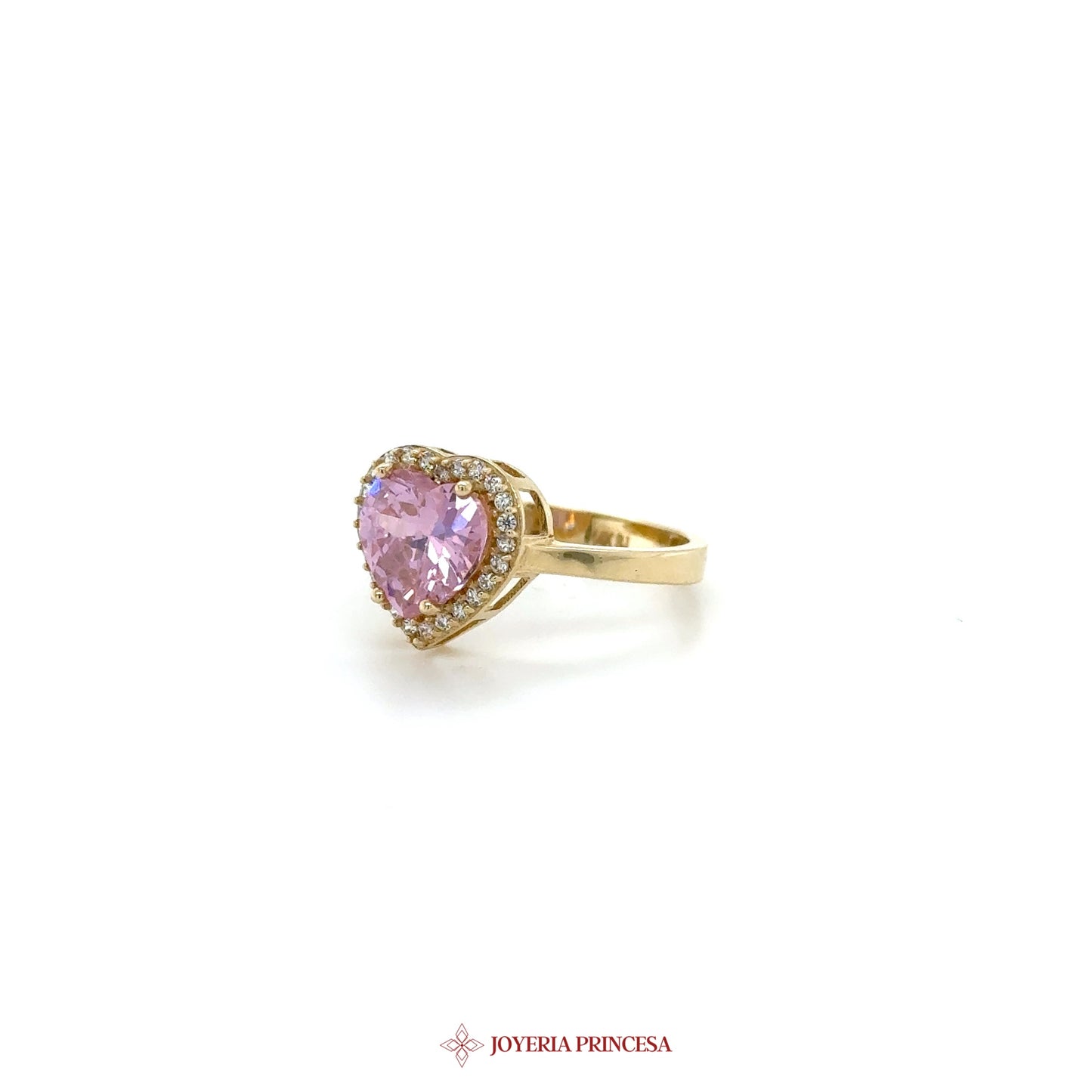 14K Heart-Shaped Pink Zirconia Ring