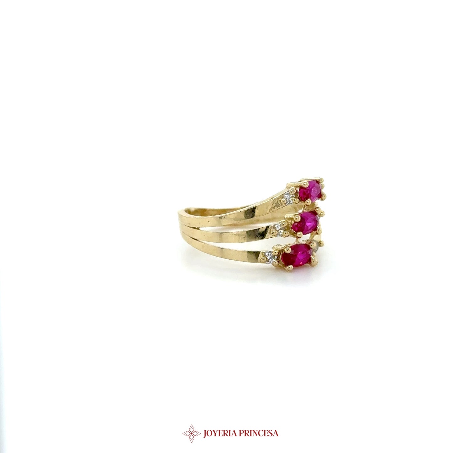 10K Yellow Gold Triple Ruby Ring