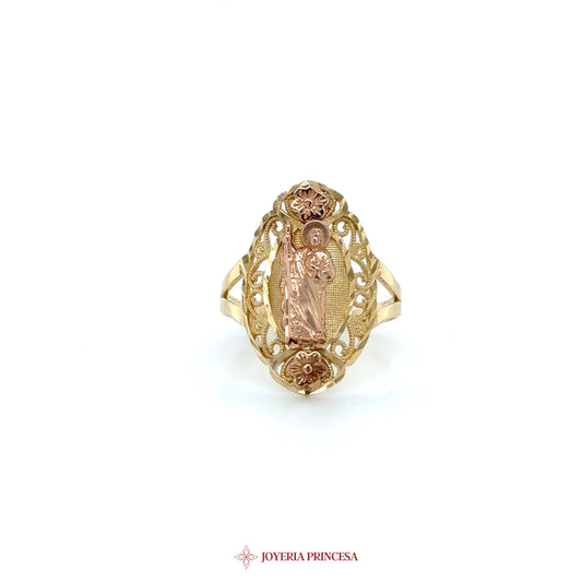 14K Gold San Judas with Floral Motif