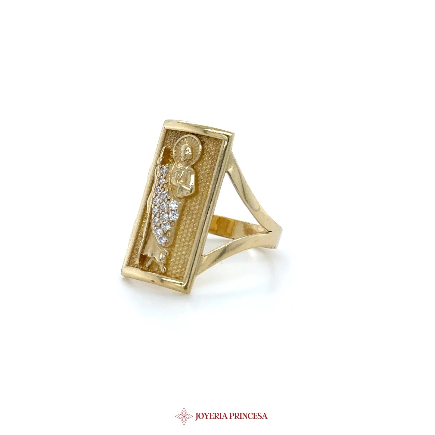 14K Gold Quinceanera Ring with Angel Motif and Zirconia