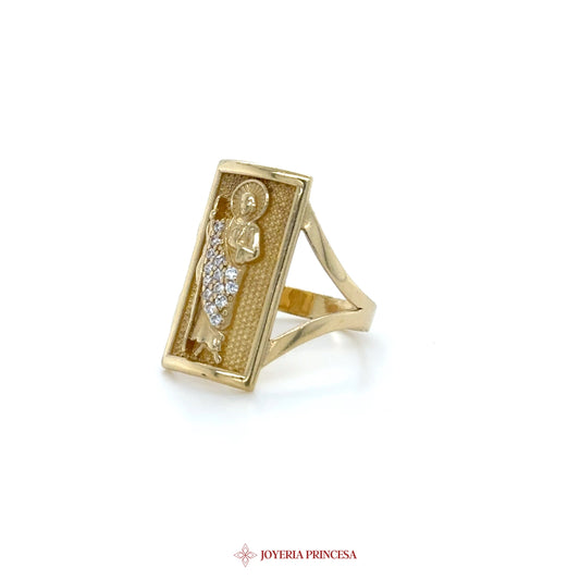 14K Gold Quinceanera Ring with Angel Motif and Zirconia