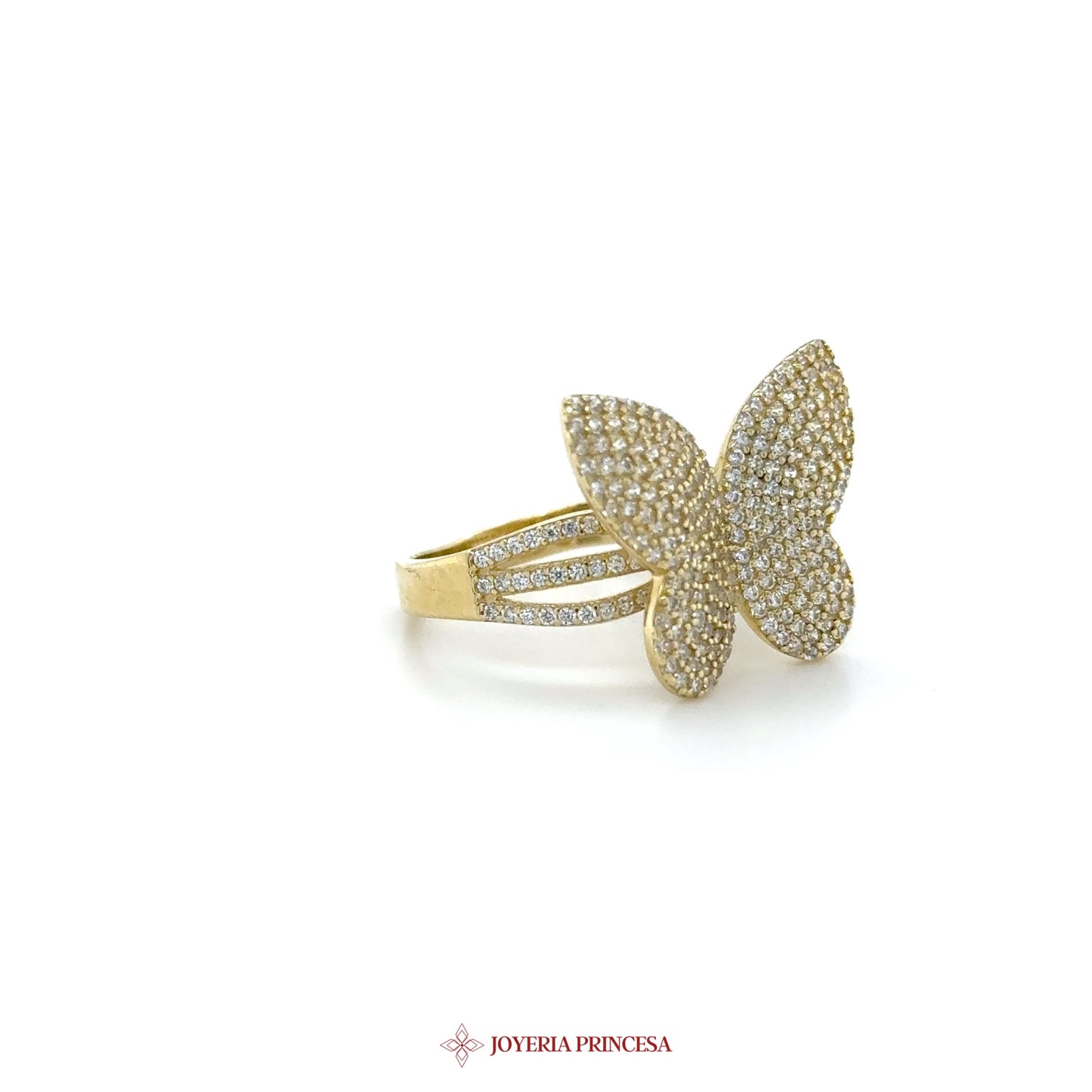 14K Gold Butterfly Ring with Zirconia Stones (UN-1899)