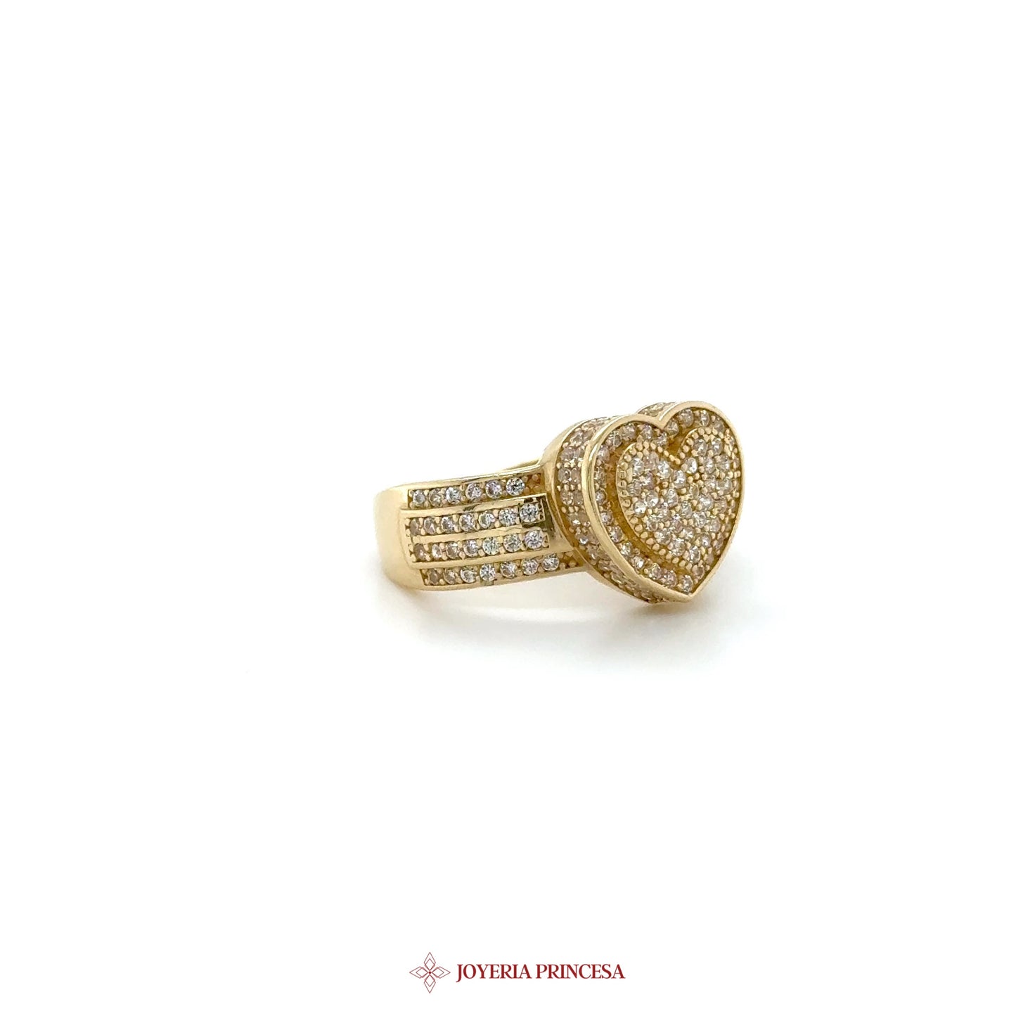 14K Gold Heart Shaped Ring with Zirconias
