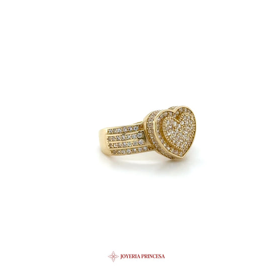 14K Gold Heart Shaped Ring with Zirconias