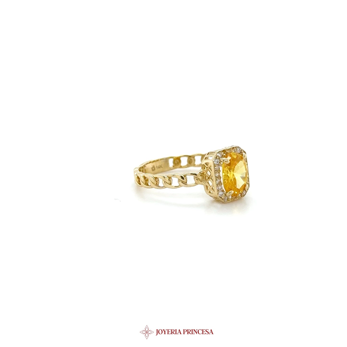 14K Yellow Gold Cushion Cut Zirconia Ring