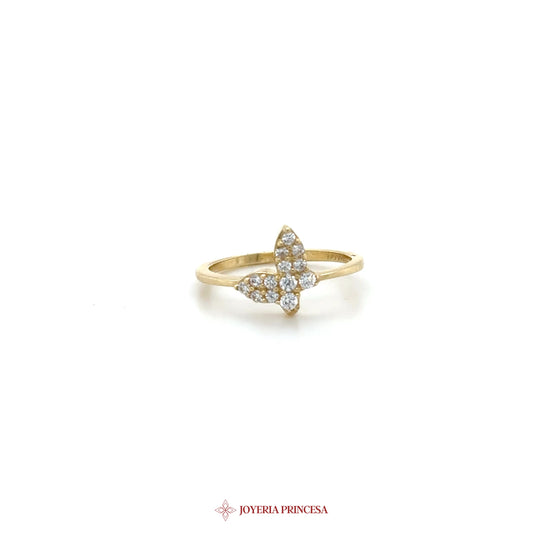 14K Gold Heart Motif Ring with Zirconias (UN-1930)