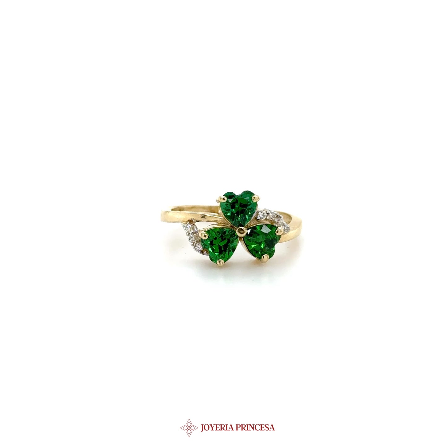 14K Gold Green Zirconia Clover Ring
