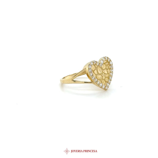 14K Gold Heart Motif Ring with Zirconias (UN-1936)