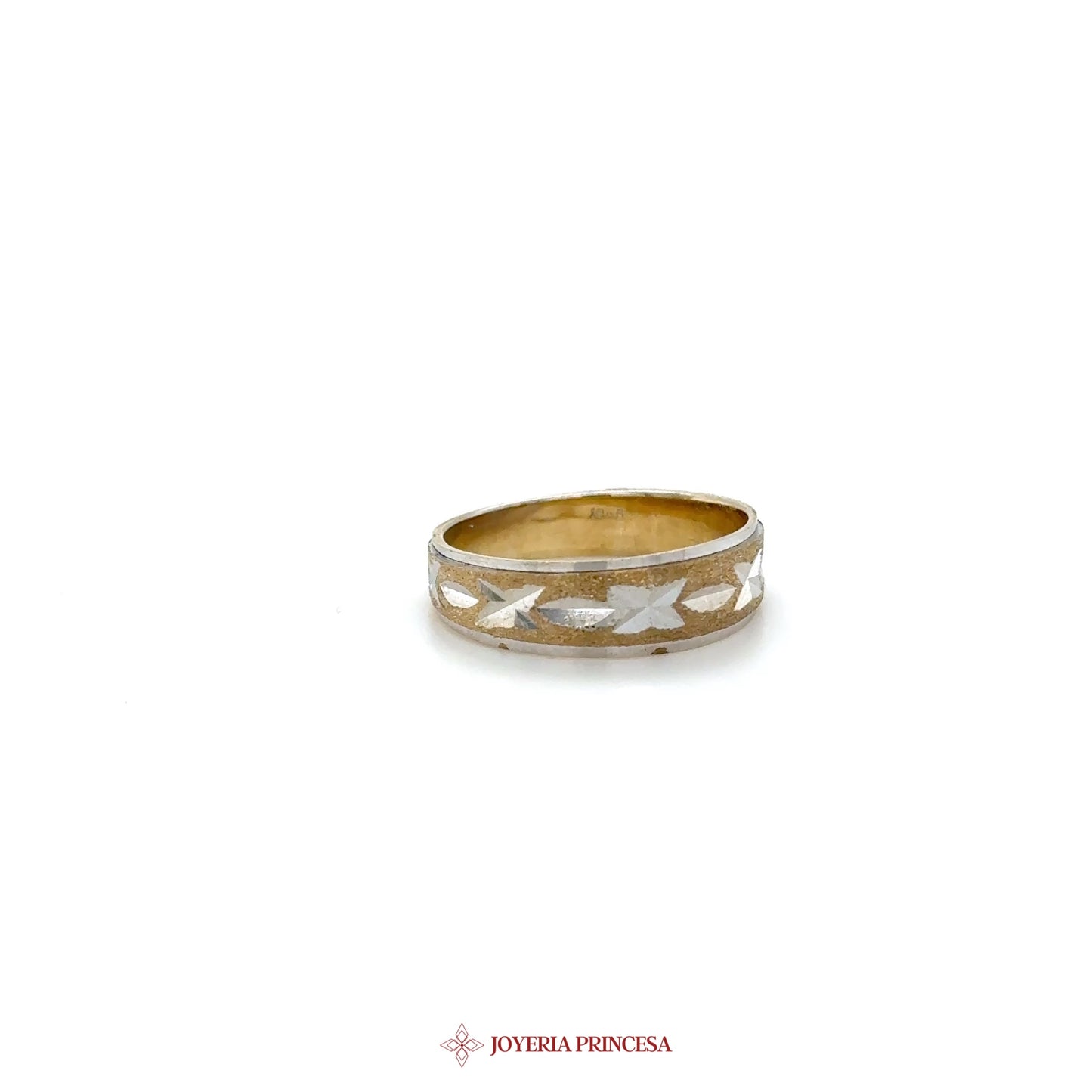 10K Gold Wedding Band Ring with Floral Motif