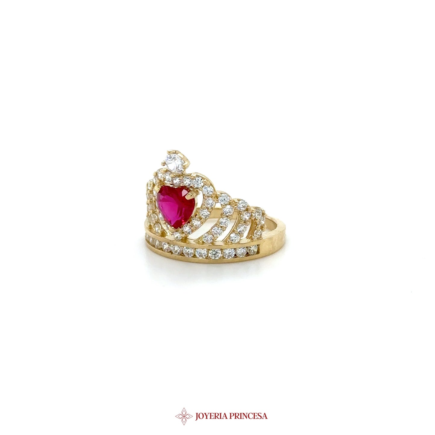 10K Gold Quinceanera Heart Ring with Zirconias (UN-1949)