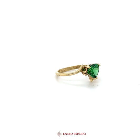 10K Heart-Shaped Green Zirconia Ring