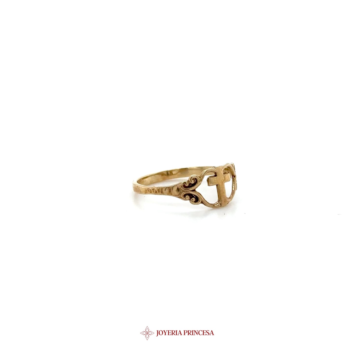 10K Gold 2 Tone Ring with Cross Motif