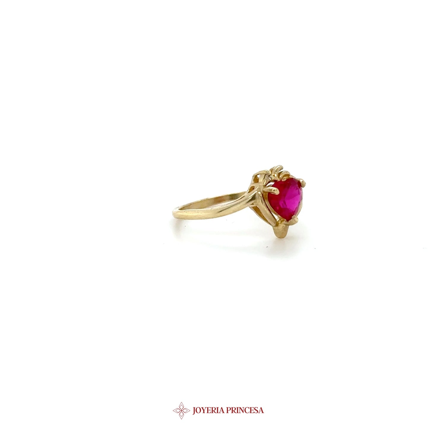 10K Heart-Shaped Ruby Zirconia Ring