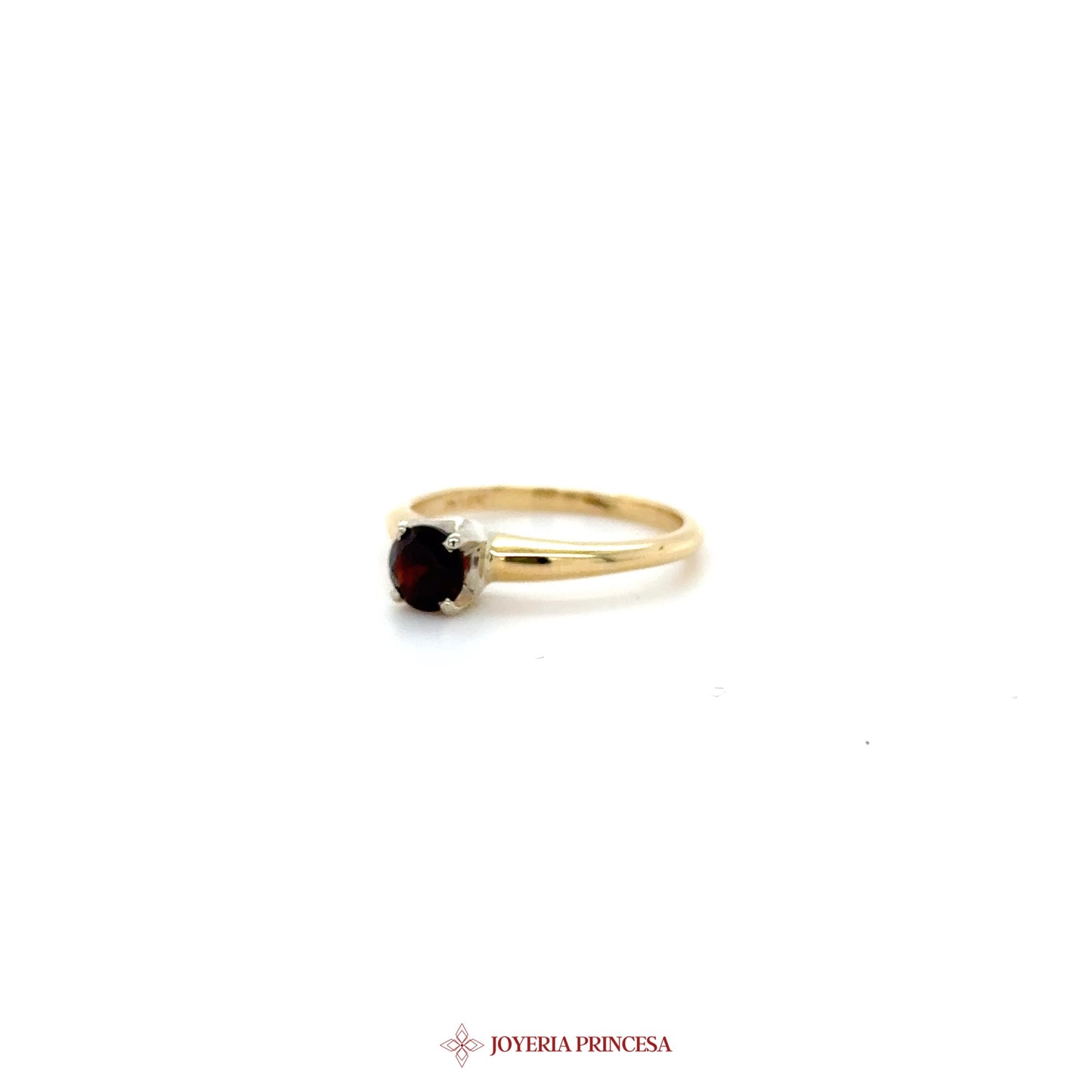 14K Gold Ring with Garnet CZ Stone