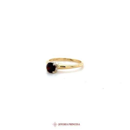14K Gold Ring with Garnet CZ Stone