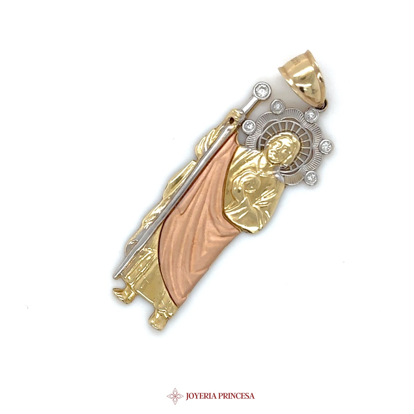 14K Two Tone San Judas Pendant