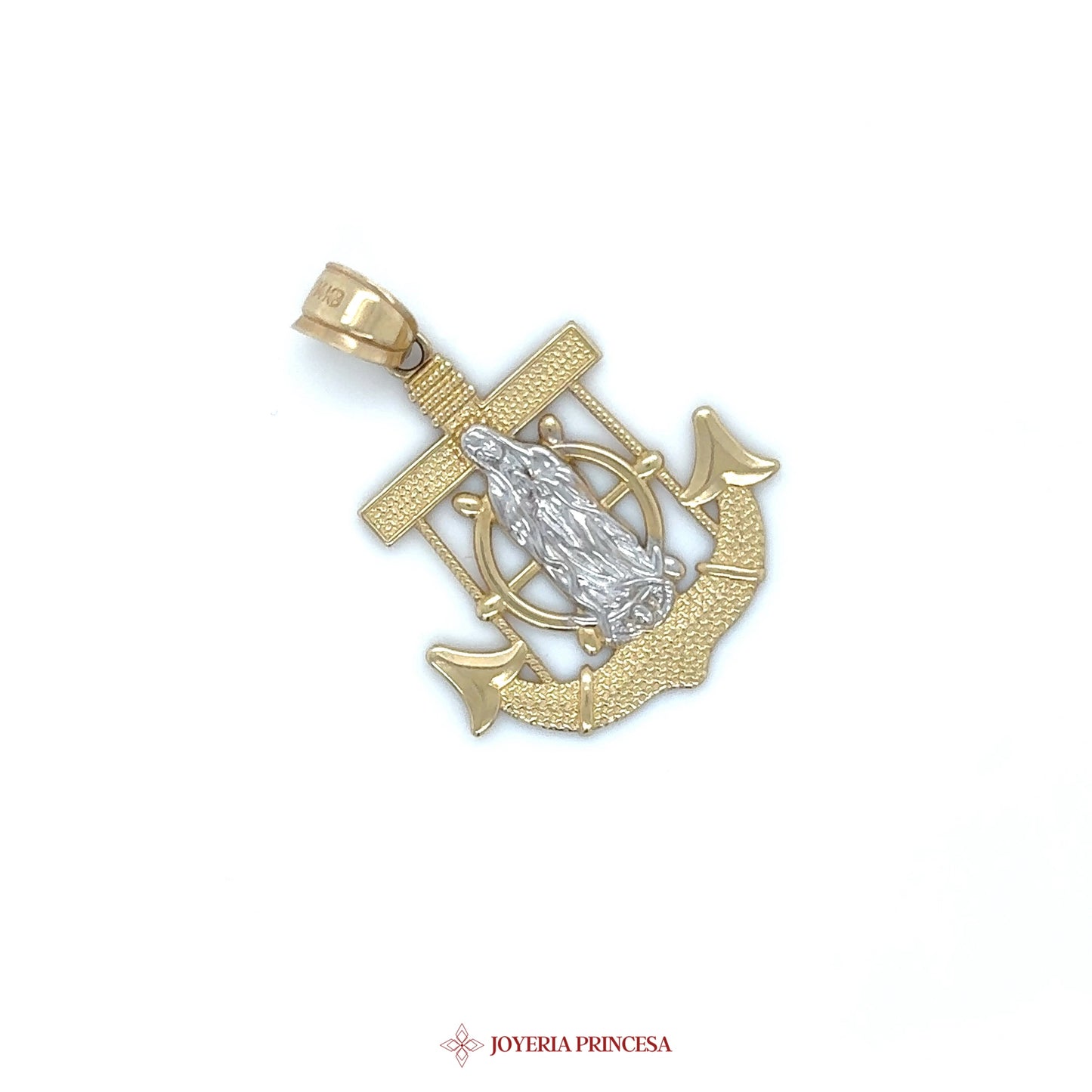 14K Virgen de Guadalupe Anchor Pendant