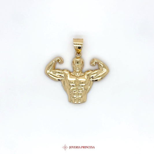 14K Gold Muscular Bodybuilder Pendant
