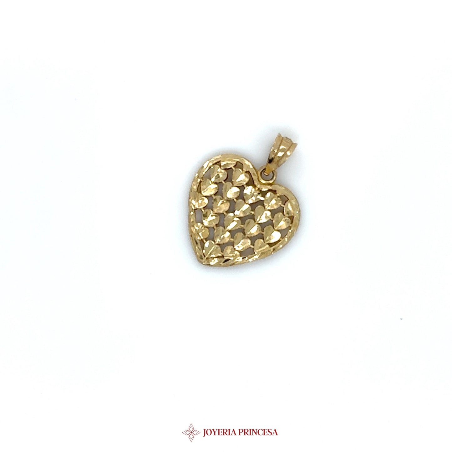 14K Gold Heart Pendant with Textured Design