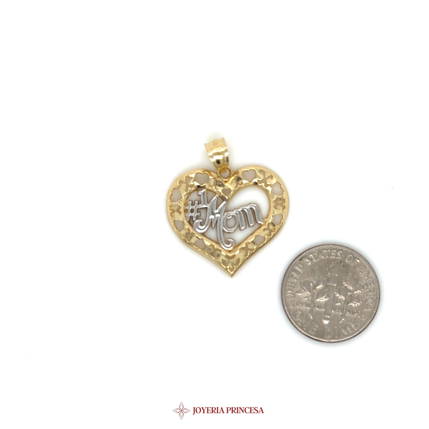 14K Gold Heart Pendant with Love Motif