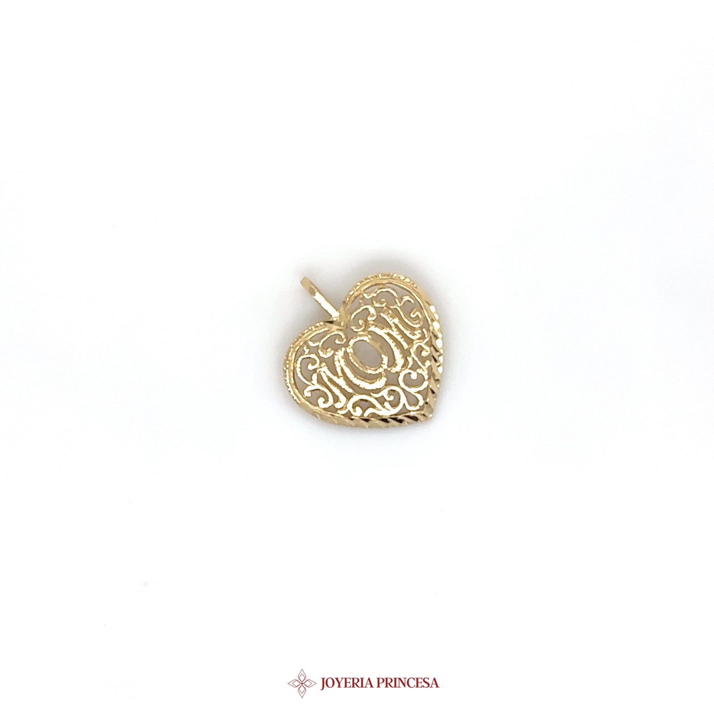 14K Gold Heart Pendant with Intricate Design