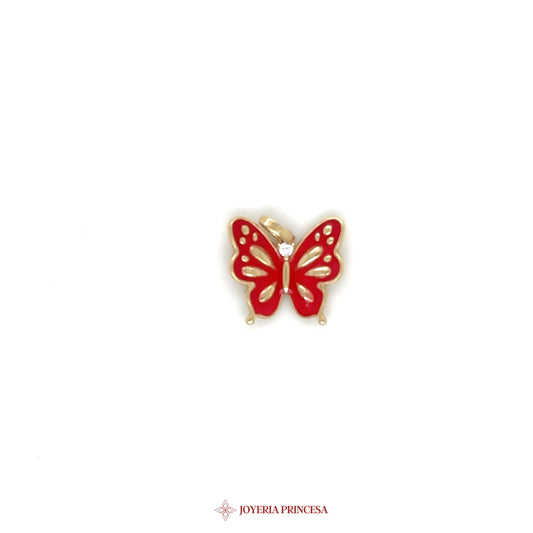 14K Red Butterfly Stud Earrings with Enamel Detail
