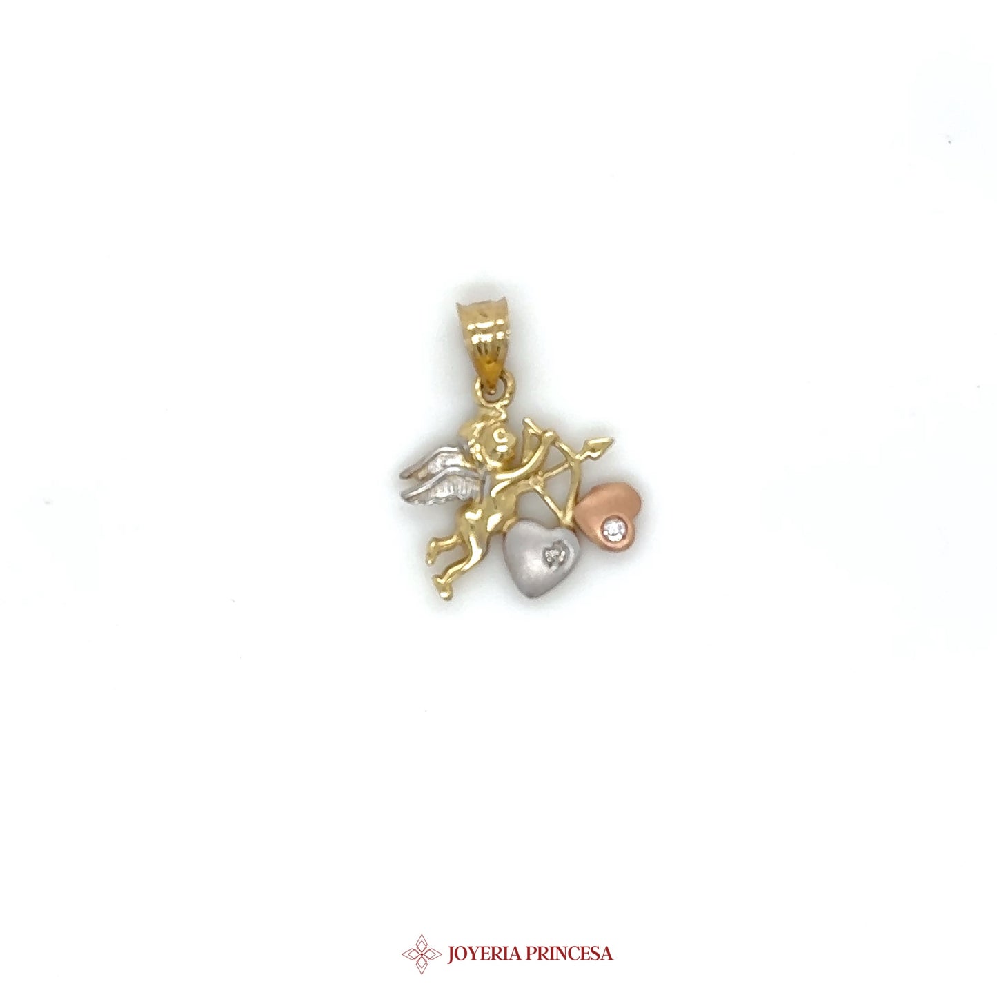 14K Cupid Charm with Heart Motif in Two-Tone Gold