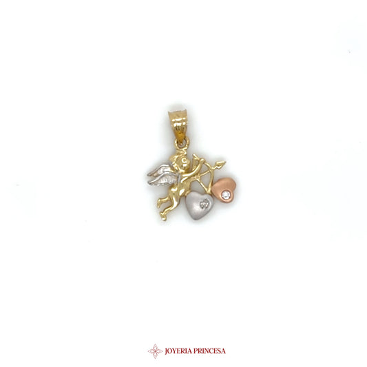 14K Cupid Charm with Heart Motif in Two-Tone Gold