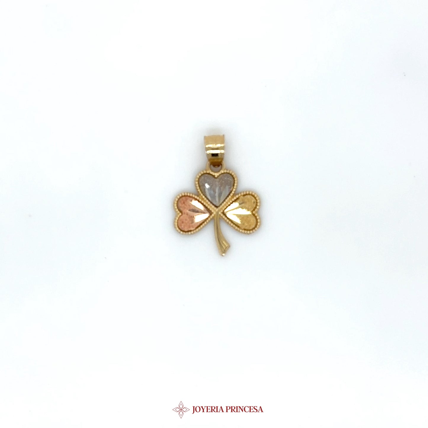 14K Gold Four Leaf Clover Pendant with Heart Motif