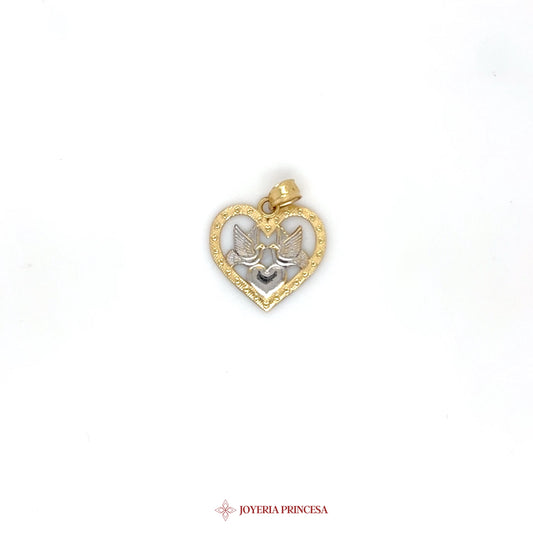 14K Heart Pendant with Butterfly Motif and CZ Accents