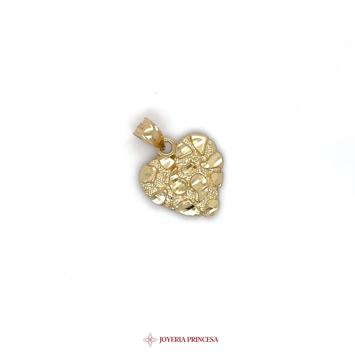 14K Gold Textured Heart Pendant