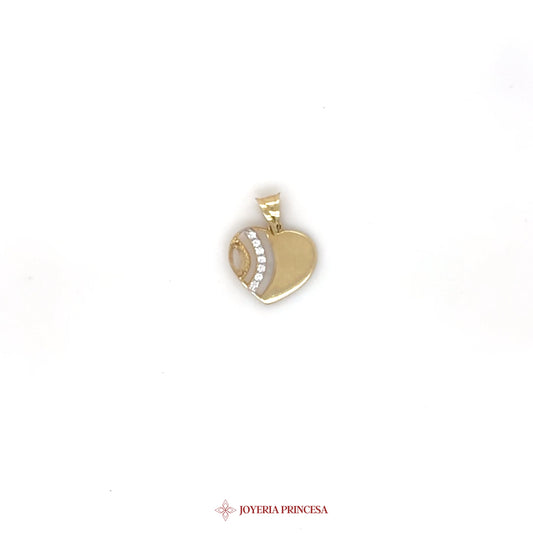 14K Gold Heart Pendant with CZ Accents