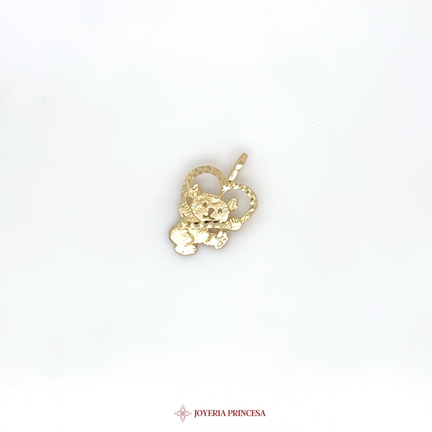 14K Gold Heart-Shaped Bear Charm Pendant
