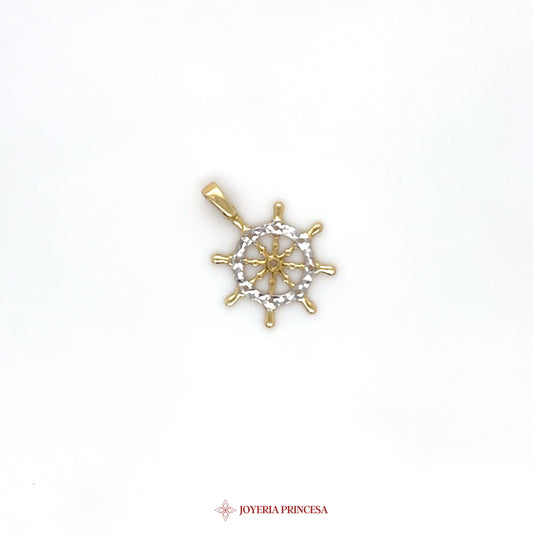 14K Gold Nautical Star Pendant with CZ Stones