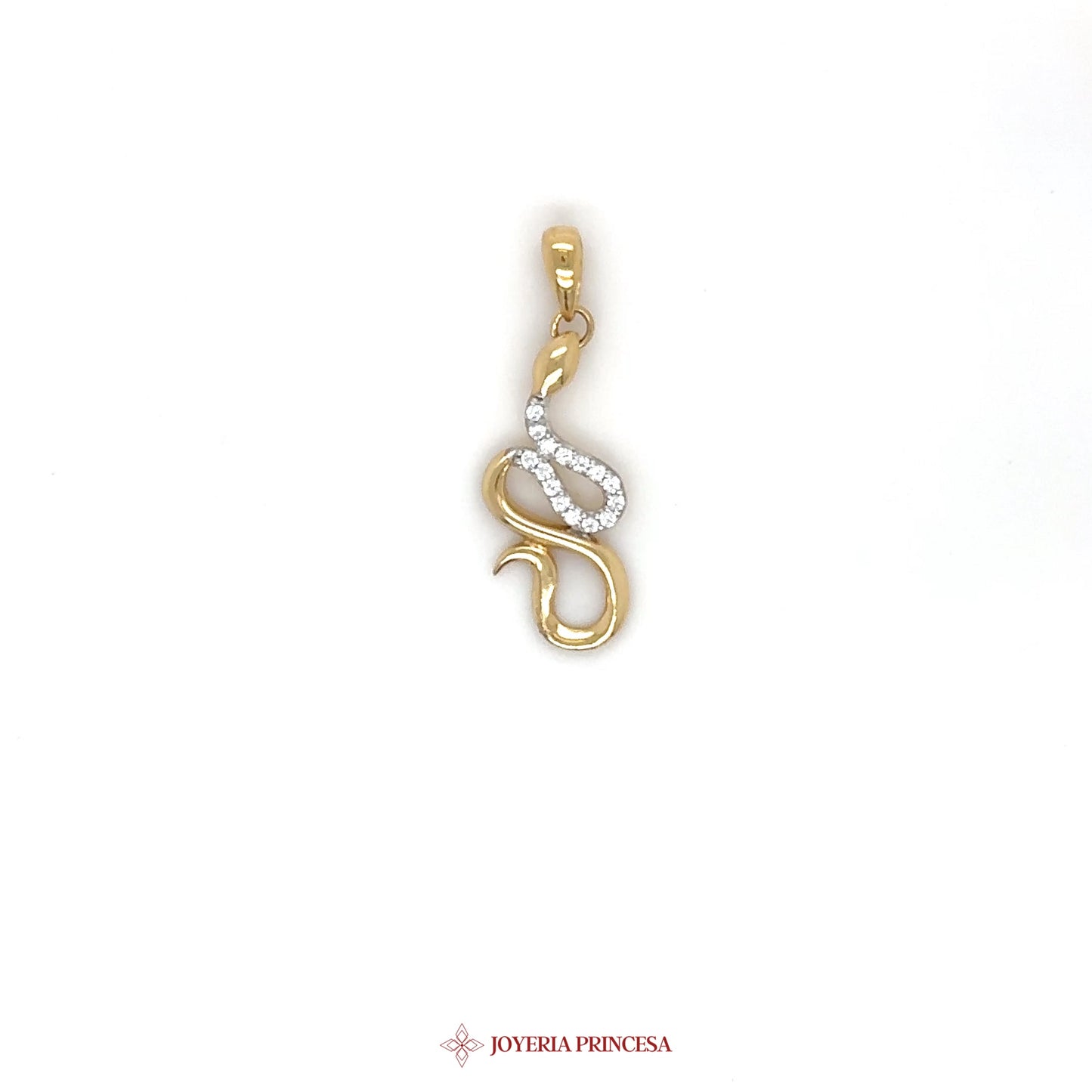 14K Gold Snake Pendant with CZ Stones