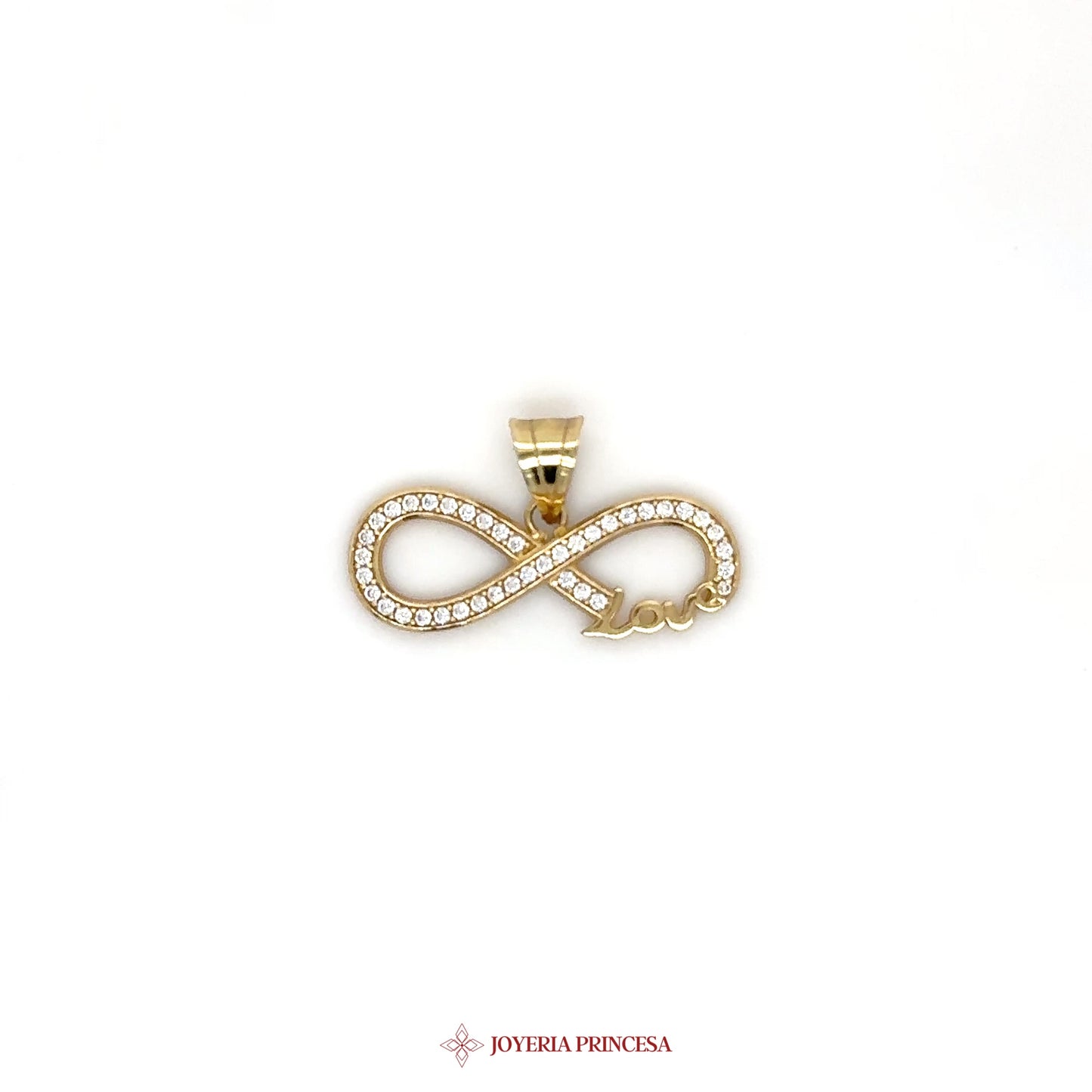 14K Gold Infinity Pendant with CZ Stones