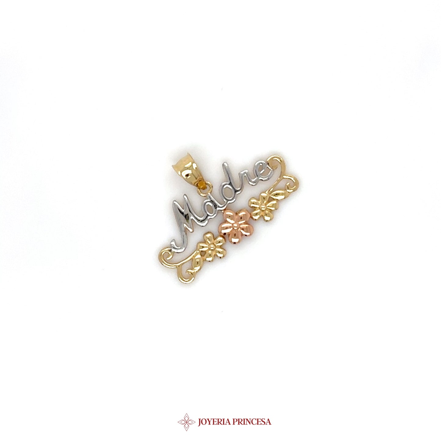 14K Gold Name Pendant with Floral Motif