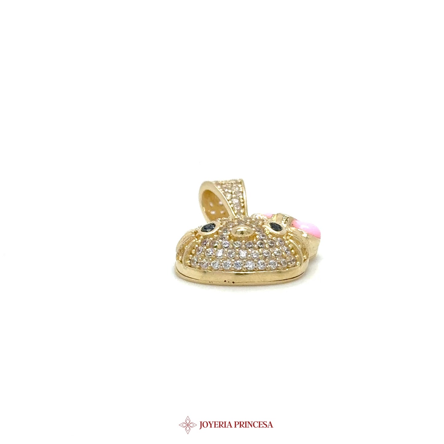 14K Gold Kitty Pendant with CZ Stones